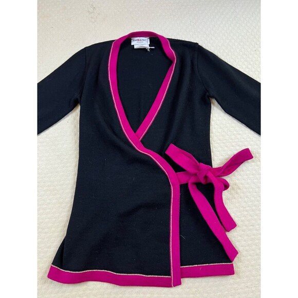 Vintage Saint Laurent Rive Gauche Wrap Cardigan Wool 1970s | Size Medium - Picture 2 of 13